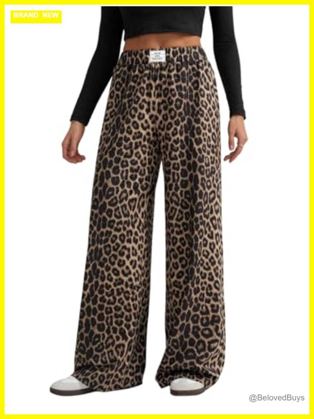 Cheetah Print Wide Leg Sweatpants High Waisted Pull On Lounge Pants